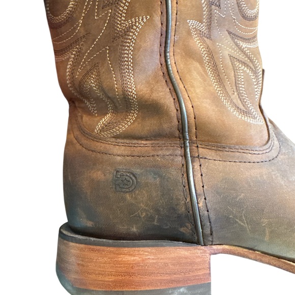 Durango Brown Western Boots with Decorative Stitching - Picture 3 of 6